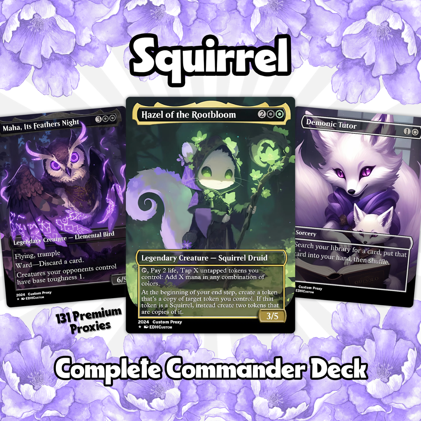 Squirrel Proxy Deck Hazel of the Rootbloom 100 Cards + Sideboard + Tokens | Premium Quality Custom MTG Proxies for EDH Commander
