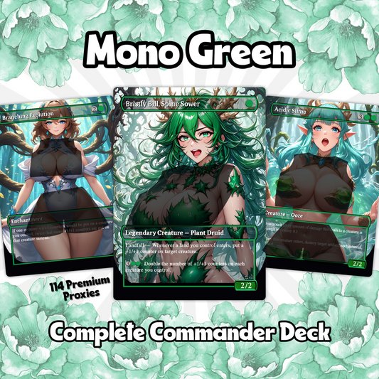 Mono Green Waifu Wonderland – Custom Proxy MTG Commander Deck | Bristly Bill. Spiky, Sassy, Landfall Commander