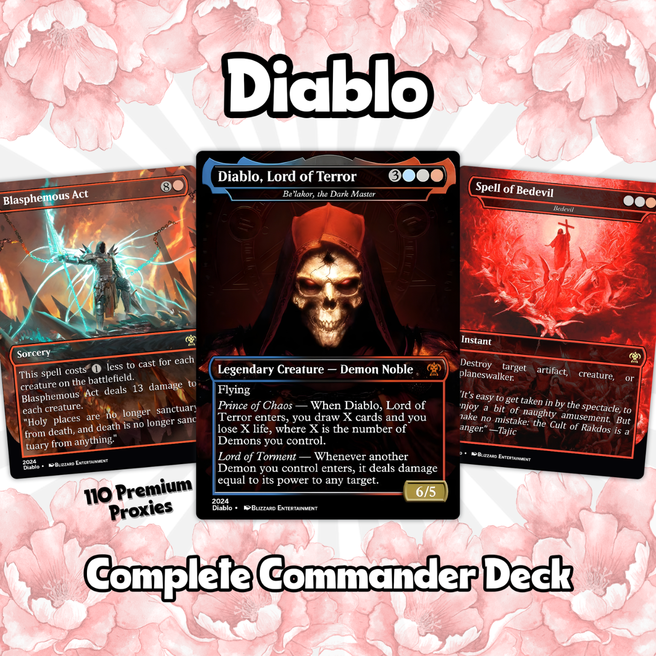 Diablo Themed Commander Deck Proxies, Demon Tribal/Reanimation, High Quality Custom Card Proxy
