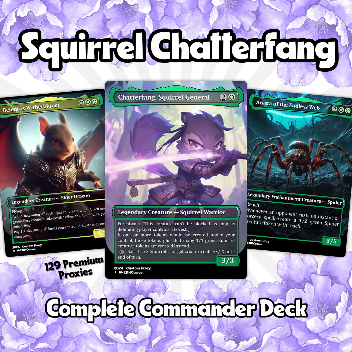 Squirrel Proxy Deck Chatterfang Combo 100 Cards + Sideboard + Tokens | Premium Quality Custom MTG Proxies for EDH Commander