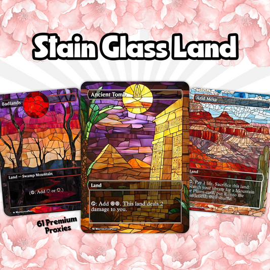 Mega EDH land pack (50+ cards) Stained Glass lands set of 50 unique borderless custom proxy lands High quality lands for EDH or cEDH