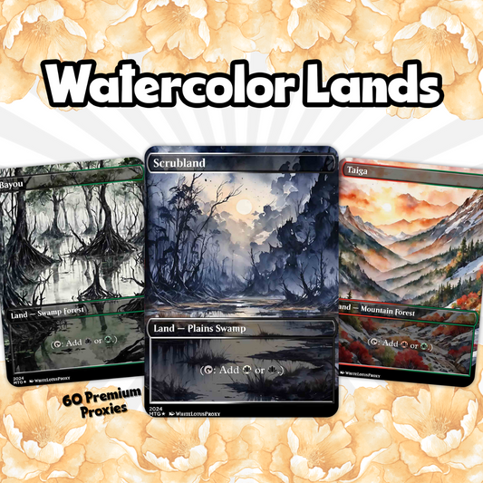 Mega EDH land pack (50+ cards) Anime watercolour lands set of 50 unique borderless custom proxy lands High quality lands for EDH or cEDH