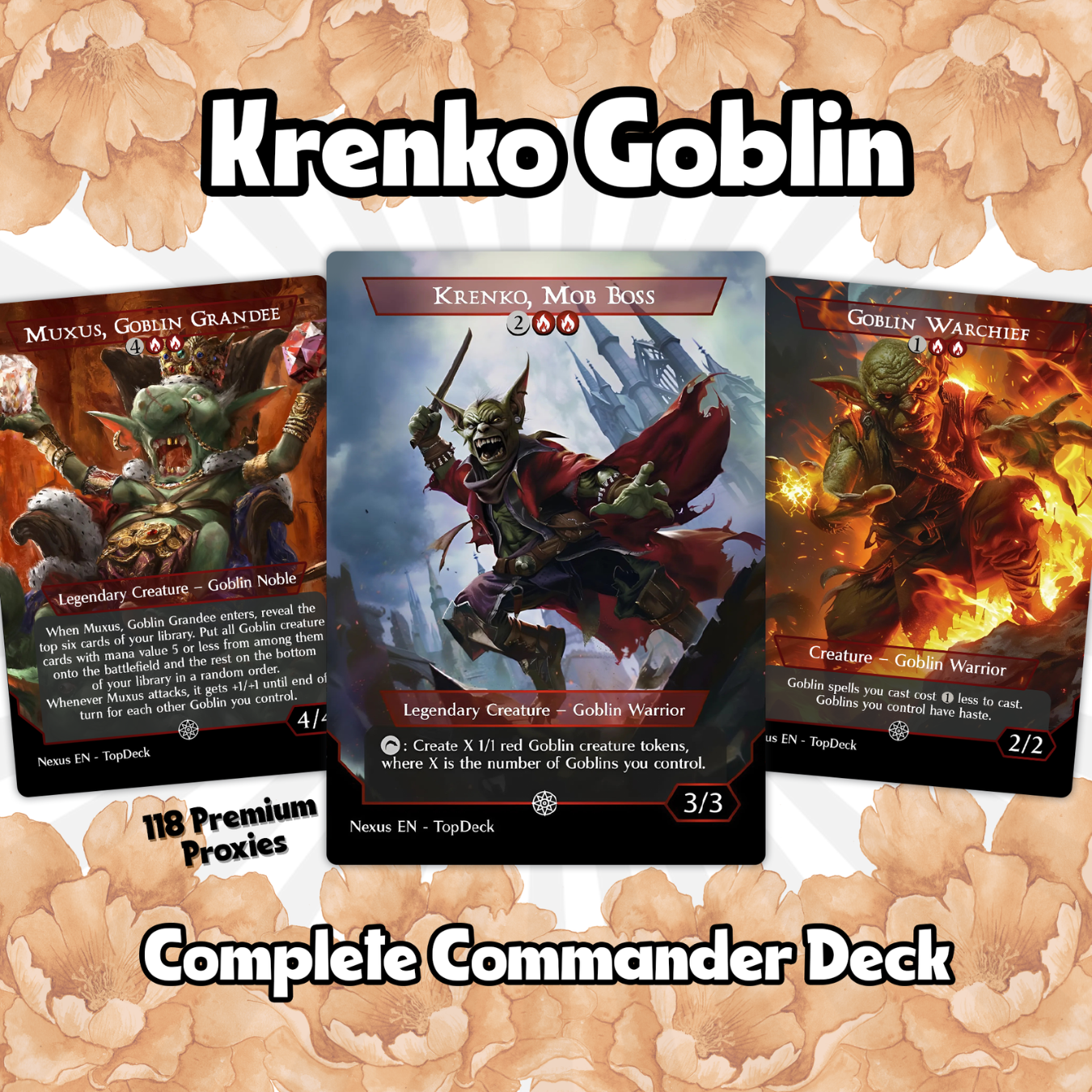 Krenko Goblin - Commander EDH Deck - With Tokens - MTG Full Proxy Deck, Altered Cards cEDH