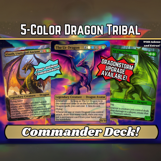 Dragon Tribal Commander Deck - Proxy - 4 Possible Commanders - 5 Colors - Tokens Included - Dragonstorm Upgrade Bundle - 110 card EDH Deck