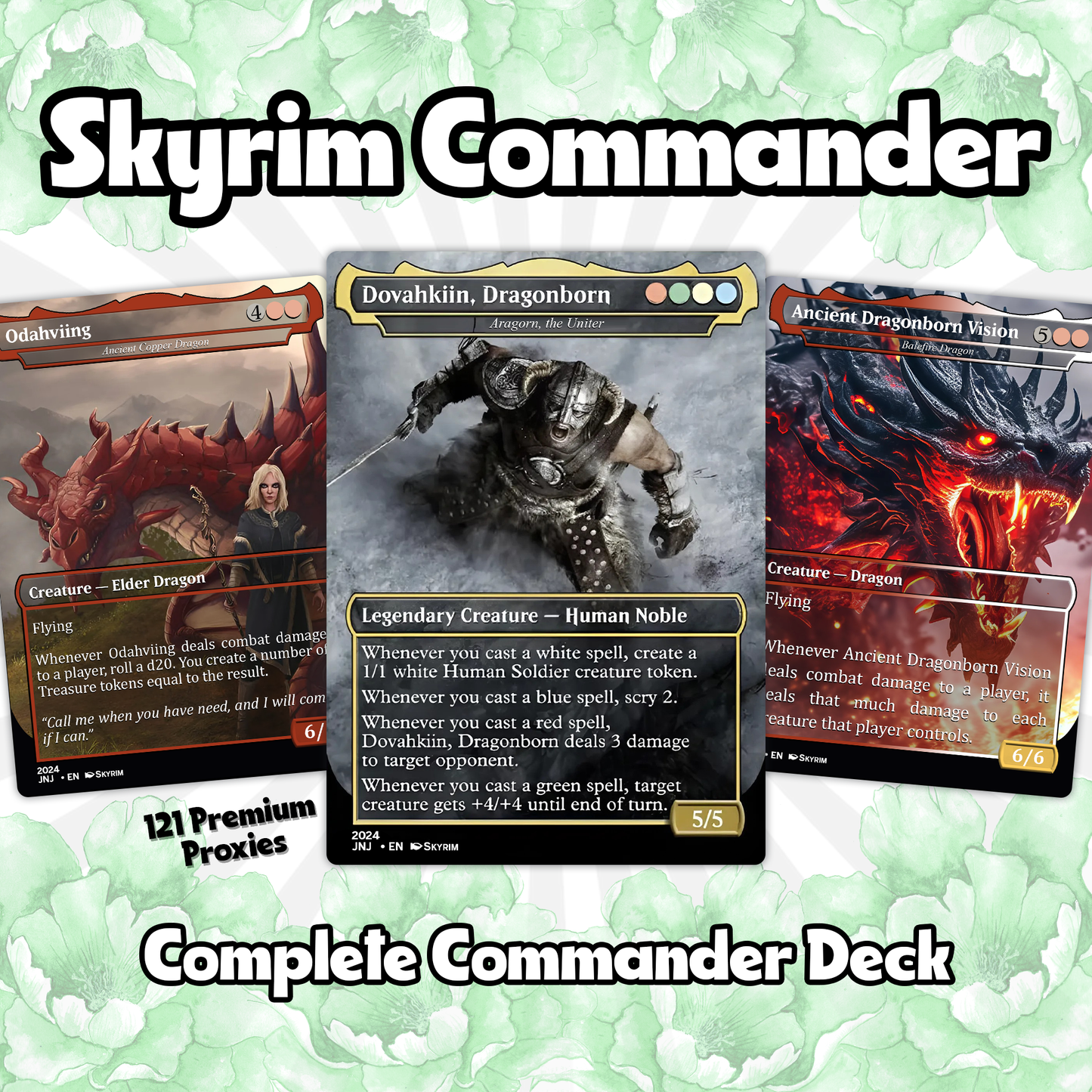 Skyrim Themed Commander Deck Proxies, Multi Colour Combo, 120+ Unique Cards, Quality Custom Card Proxy for Commander EDH