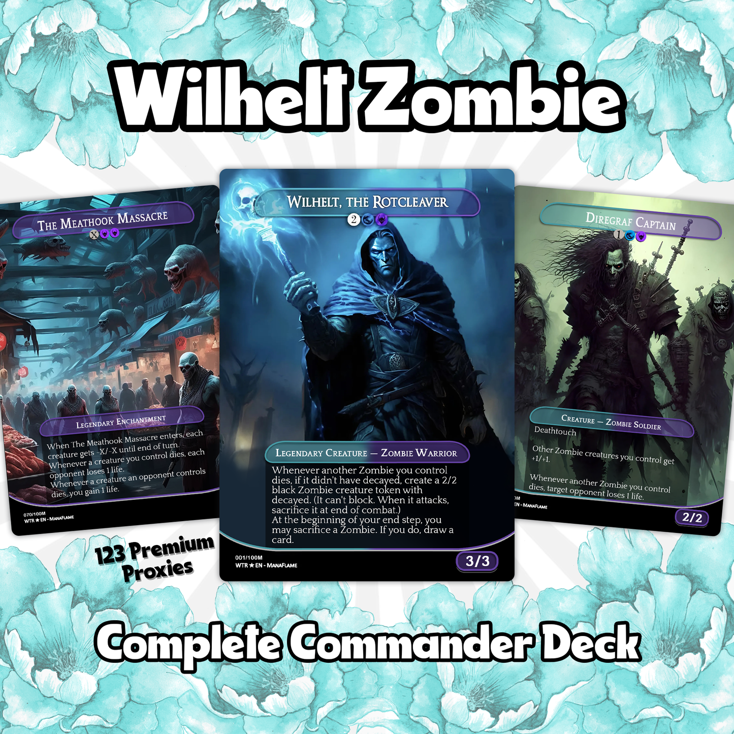 Wilhelt Zombie Tribal - 100 Proxy Cards - Commander EDH Deck - High Quality Altered Cards - Full ManaFlame Deck