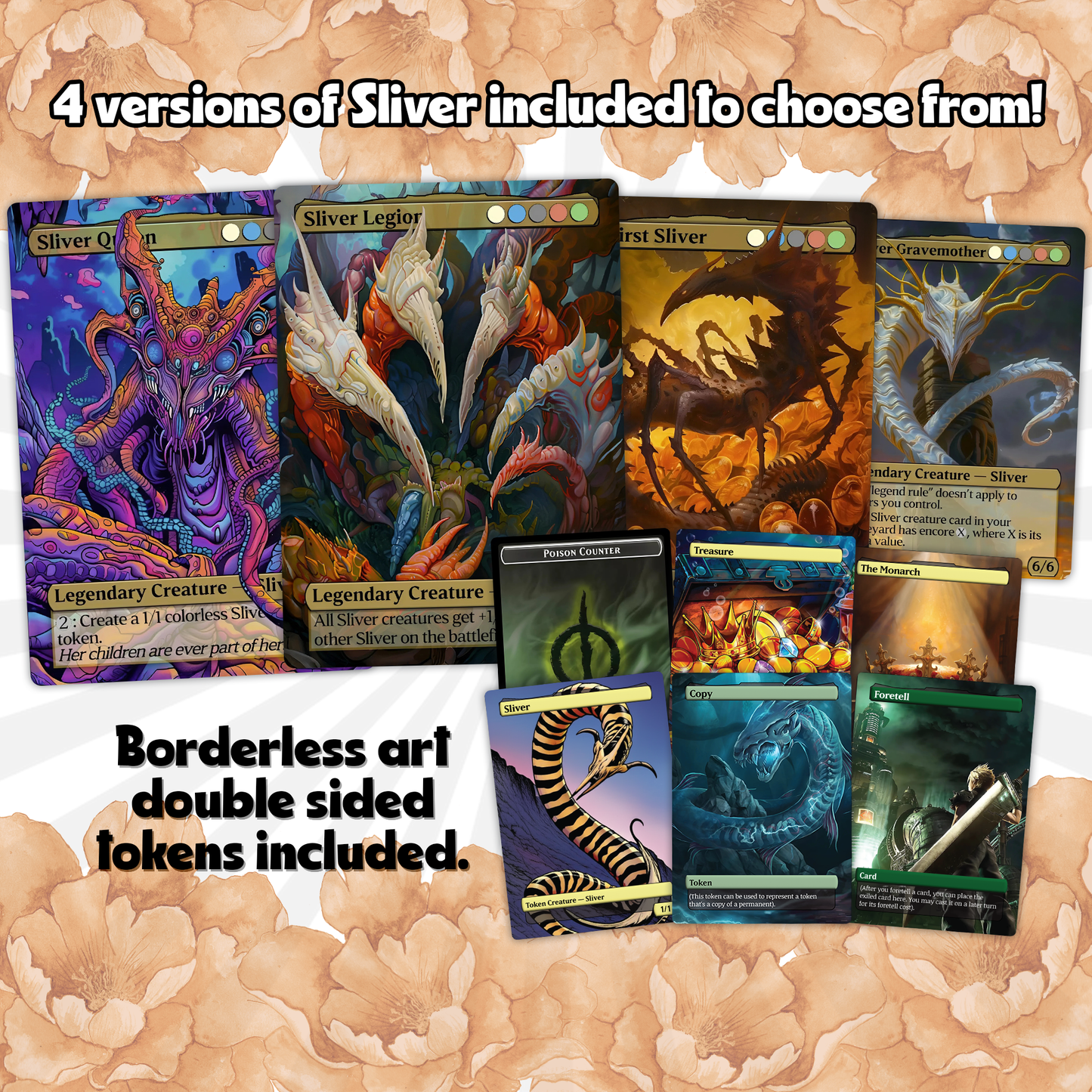 The First Sliver Custom Commander Deck - Proxy - Perfect Magic Gift - Tokens Included - Sliver Tribal Deck - Premium 110 card EDH Deck