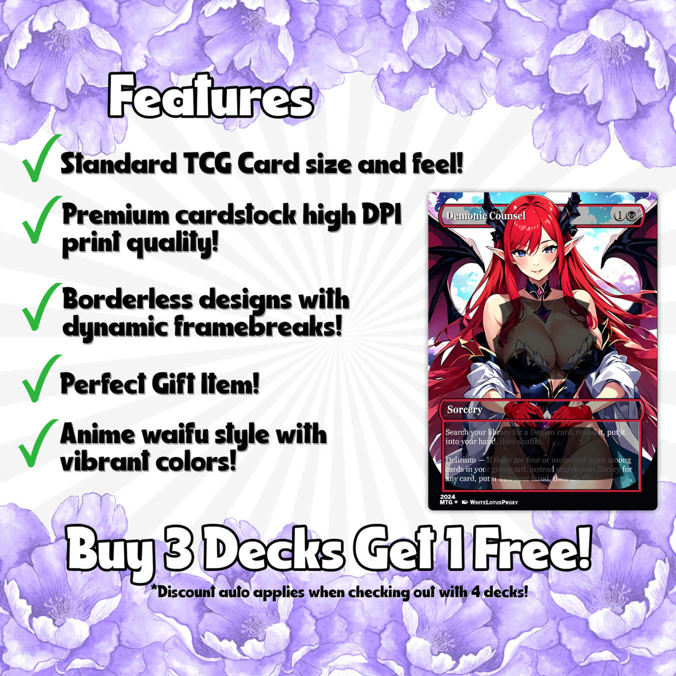 Demon Tribal Anime Style Waifu Proxy Commander Deck Special Edition Custom MTG EDH Deck English High Quality Cards