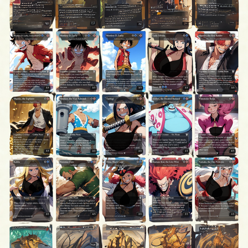 Complete Anime Pirate Tribal Deck, Custom Gift EDH Deck, Custom A.n.i.m.e O.P Pirate Deck, Treasure Tokens, A.d.m.i.r.a.l B.r.a.s.s Unsinkable