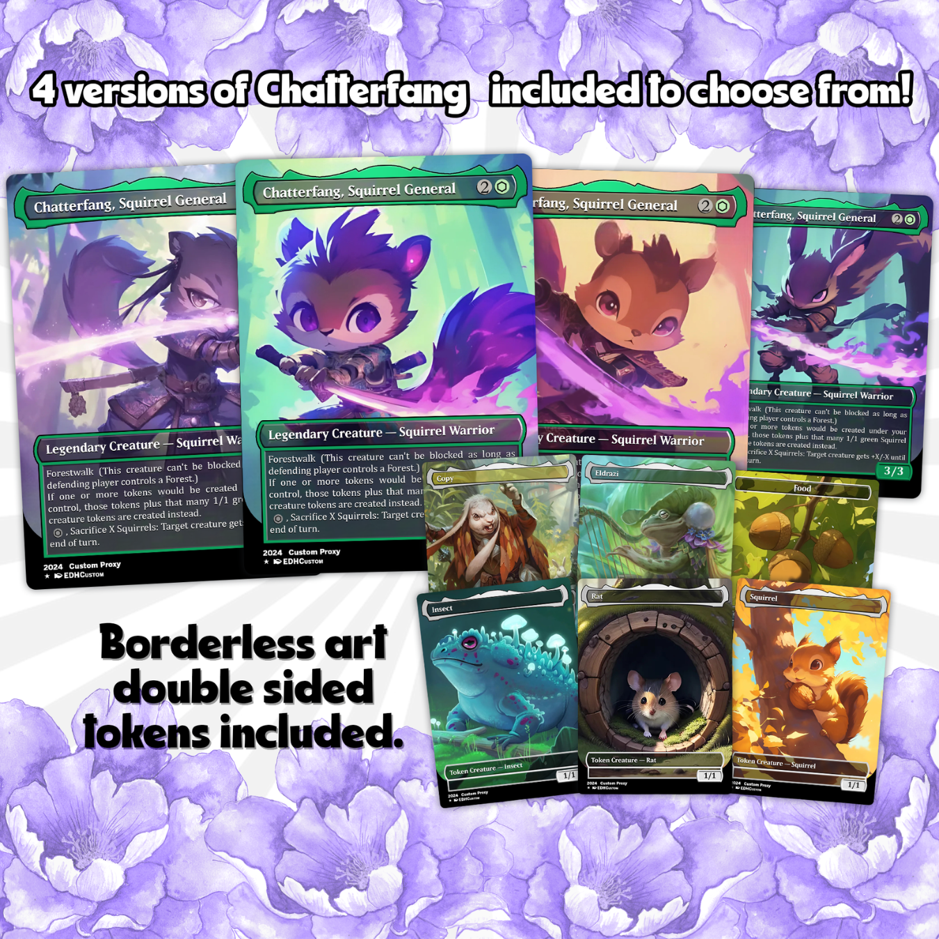 Squirrel Proxy Deck Chatterfang Combo 100 Cards + Sideboard + Tokens | Premium Quality Custom MTG Proxies for EDH Commander