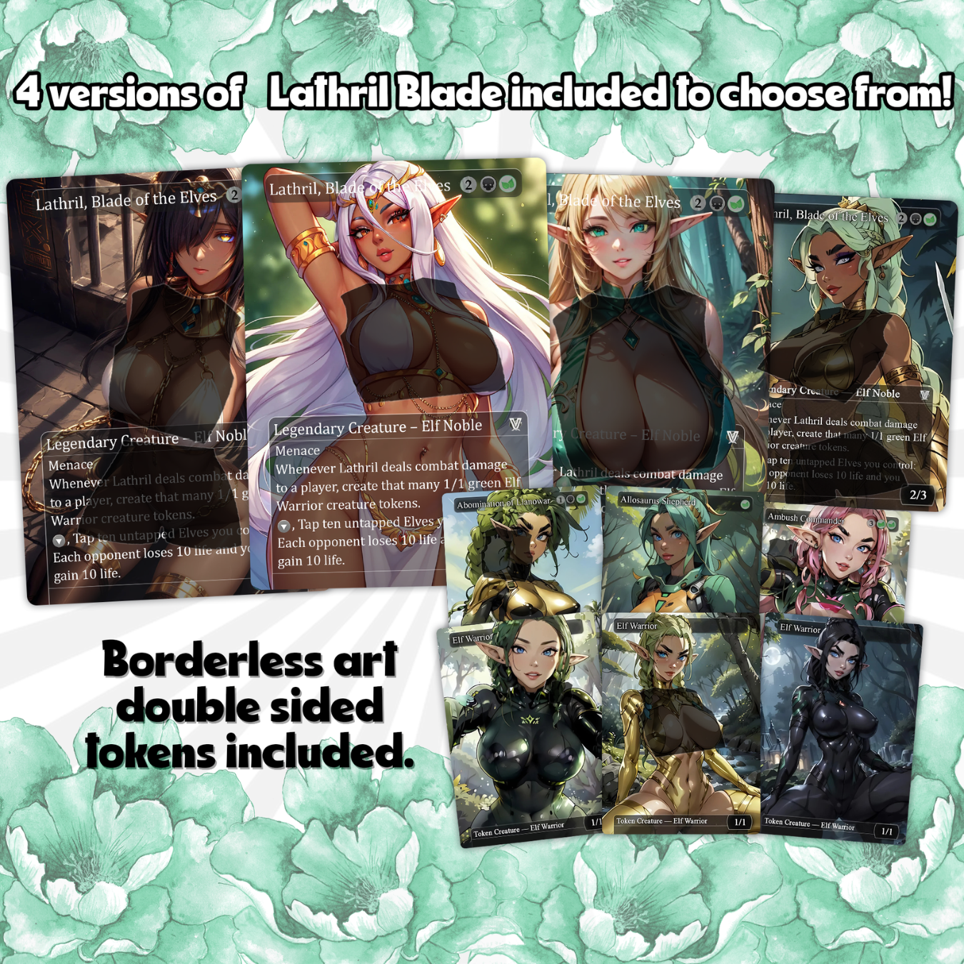 Lathril Blade of the Elves EDH Anime Style Waifu Proxy Deck Custom Proxy Elf Tribal Elves High Quality Cards, 120 Cards, 18 Sideboard Cards