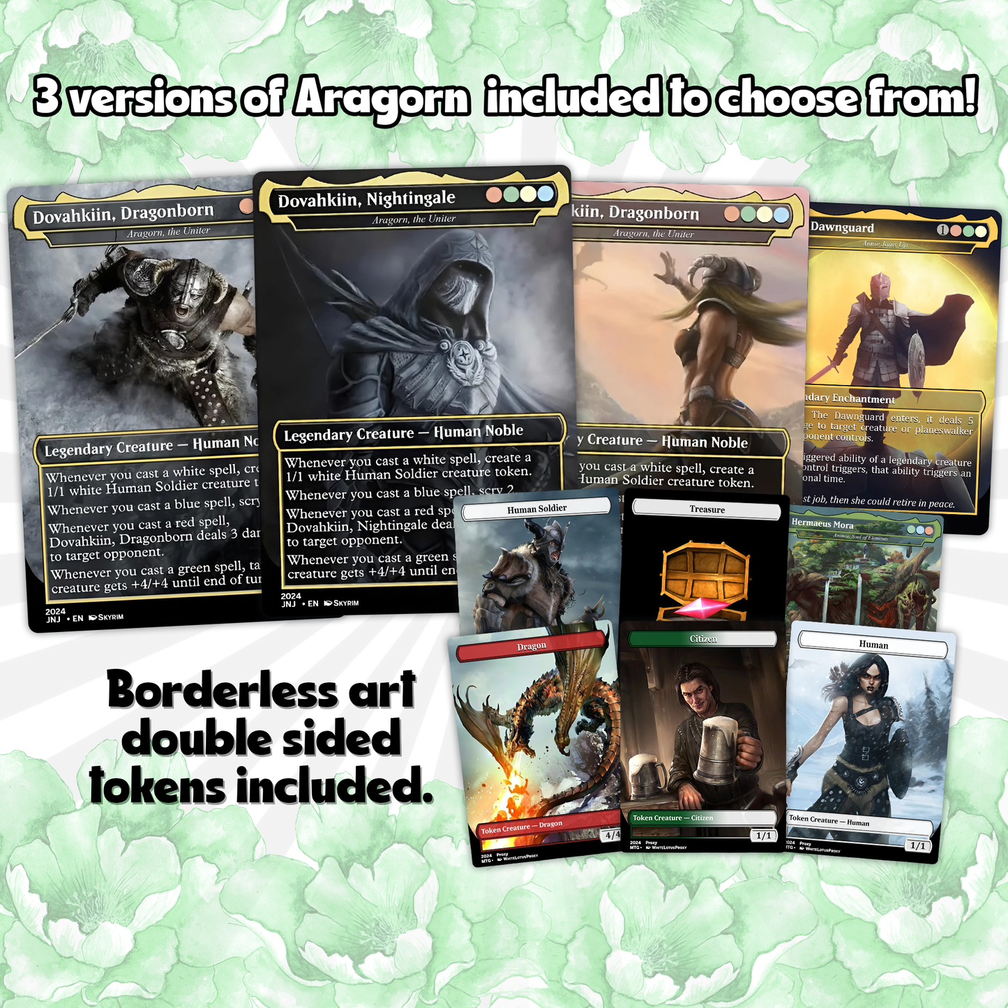 Skyrim Themed Commander Deck Proxies, Multi Colour Combo, 120+ Unique Cards, Quality Custom Card Proxy for Commander EDH