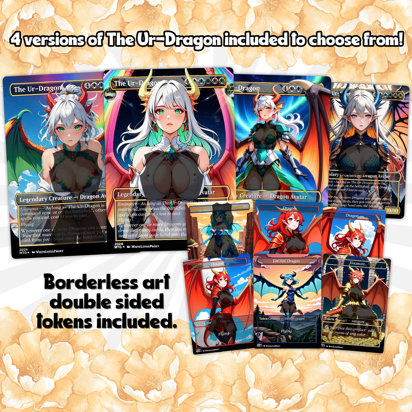 The Ur Dragon Anime Waifu Proxy Commander Deck Custom Proxy EDH Dragon Tribal English High Quality Cards