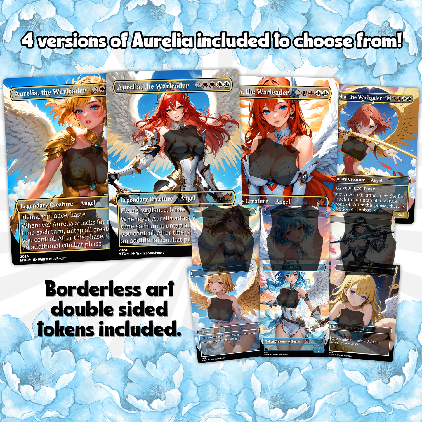 Aurelia Angels Extra Combats Anime Waifu Proxy Commander Deck Custom Proxy EDH Angel English High Quality Cards
