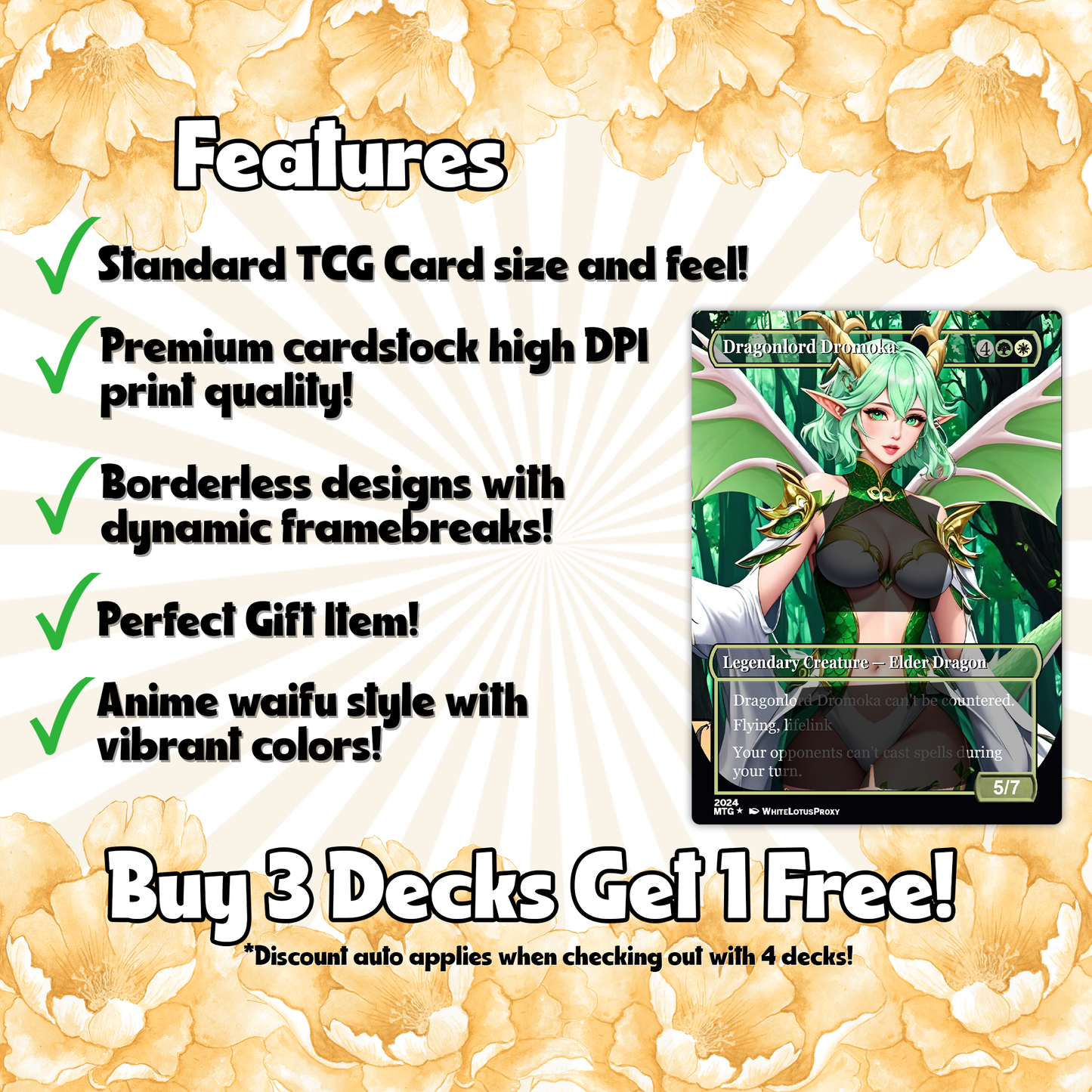 The Ur Dragon Anime Waifu Proxy Commander Deck Custom Proxy EDH Dragon Tribal English High Quality Cards