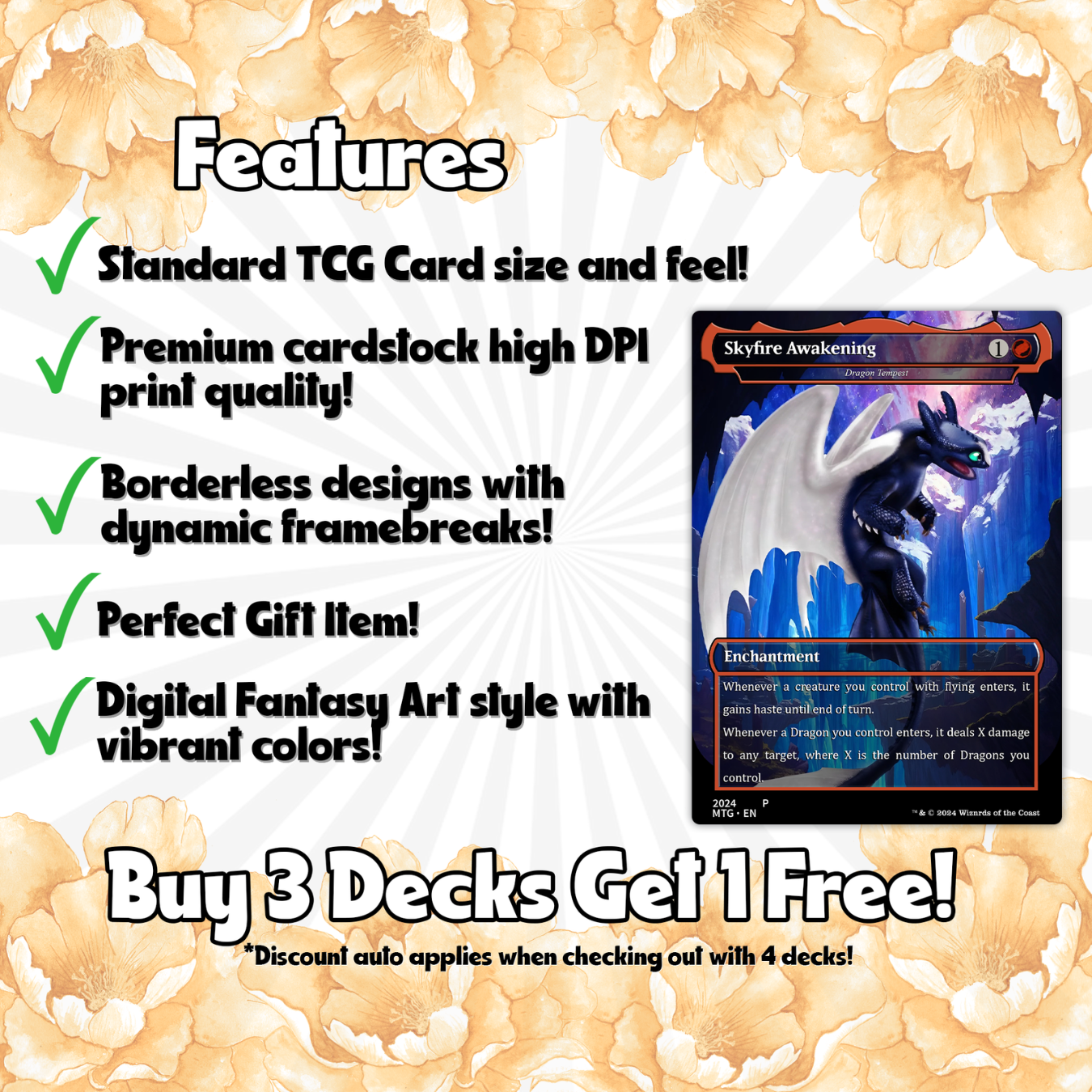 How to Train Your Dragon Commander Deck • Fly High with Toothless as Your Commander! • Custom MTG Card • Premium Proxy Card • Gift for Him