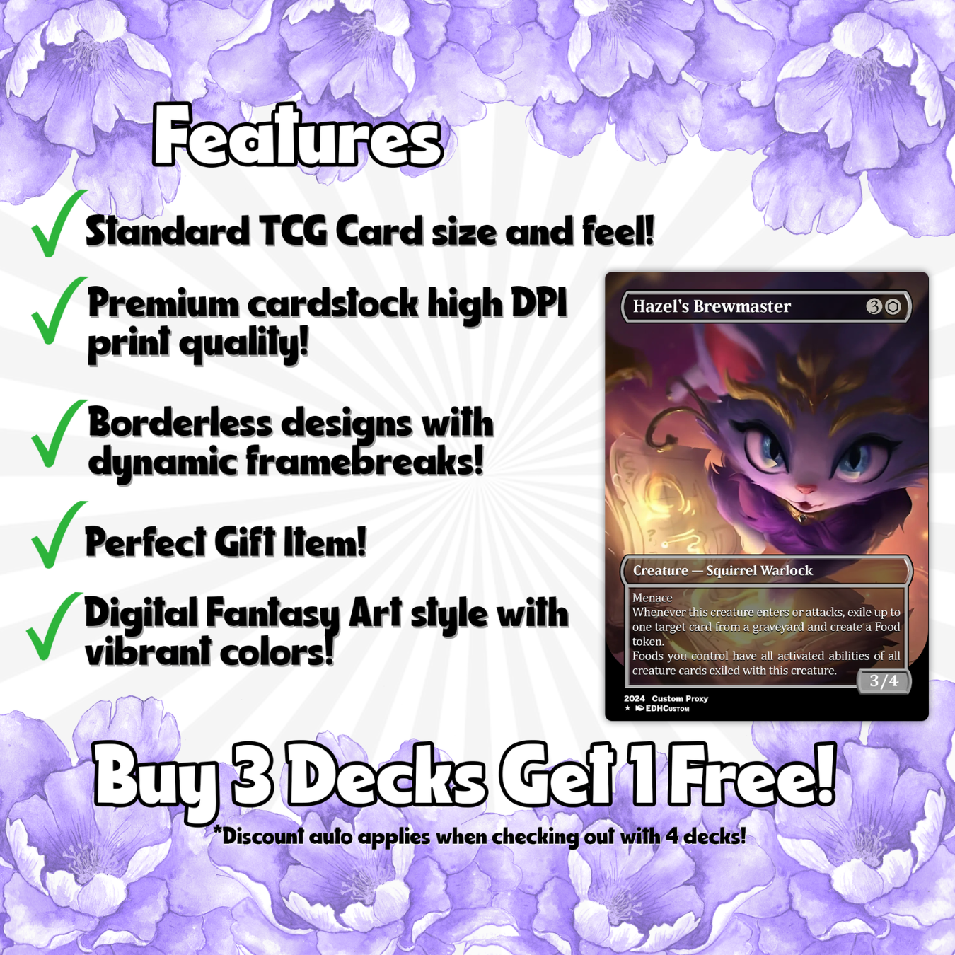 Squirrel Proxy Deck Hazel of the Rootbloom 100 Cards + Sideboard + Tokens | Premium Quality Custom MTG Proxies for EDH Commander