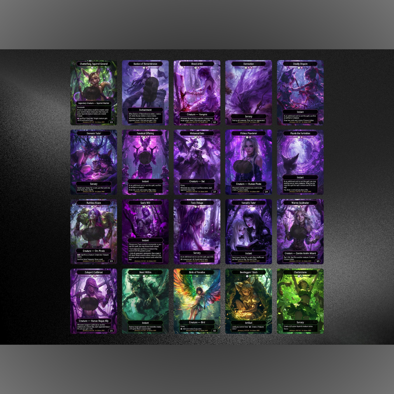 Chatterfang Commander Squirrel Deck – Custom Cards for Casual Play