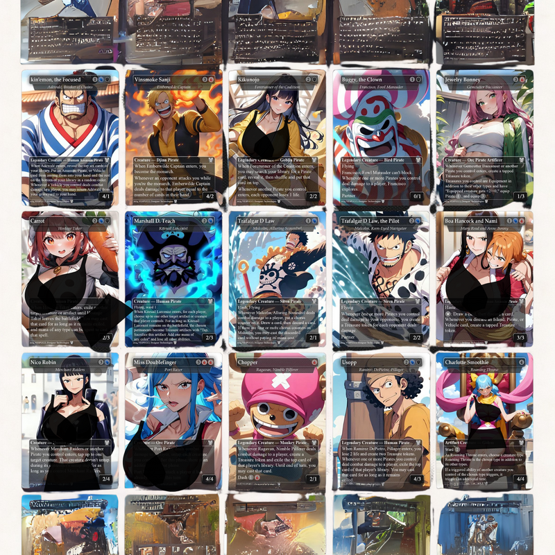 Complete Anime Pirate Tribal Deck, Custom Gift EDH Deck, Custom A.n.i.m.e O.P Pirate Deck, Treasure Tokens, A.d.m.i.r.a.l B.r.a.s.s Unsinkable