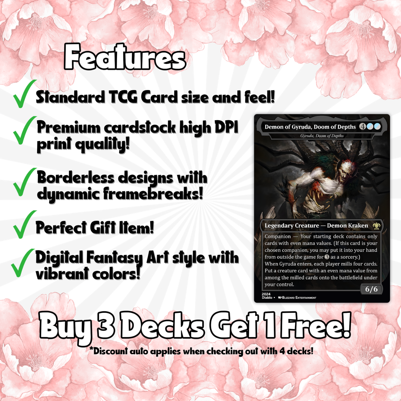 Diablo Themed Commander Deck Proxies, Demon Tribal/Reanimation, High Quality Custom Card Proxy