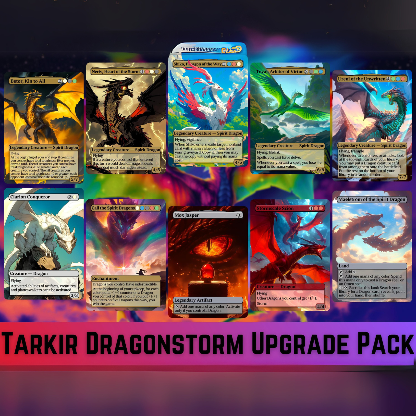 Dragon Tribal Commander Deck - Proxy - 4 Possible Commanders - 5 Colors - Tokens Included - Dragonstorm Upgrade Bundle - 110 card EDH Deck