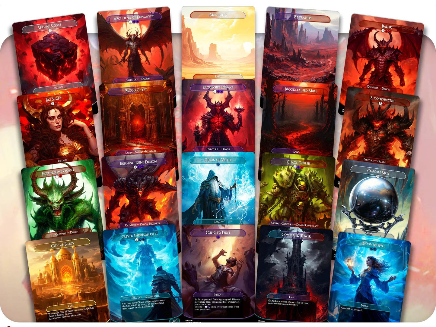 Be'lakor Demon Tribal - 100 Proxy Cards - Commander EDH Deck - High Quality Altered Cards - Full ManaFlame Deck
