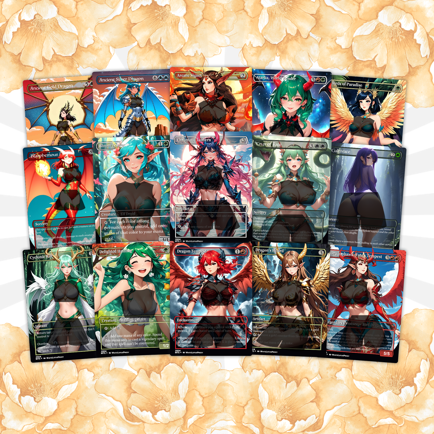 The Ur Dragon Anime Waifu Proxy Commander Deck Custom Proxy EDH Dragon Tribal English High Quality Cards