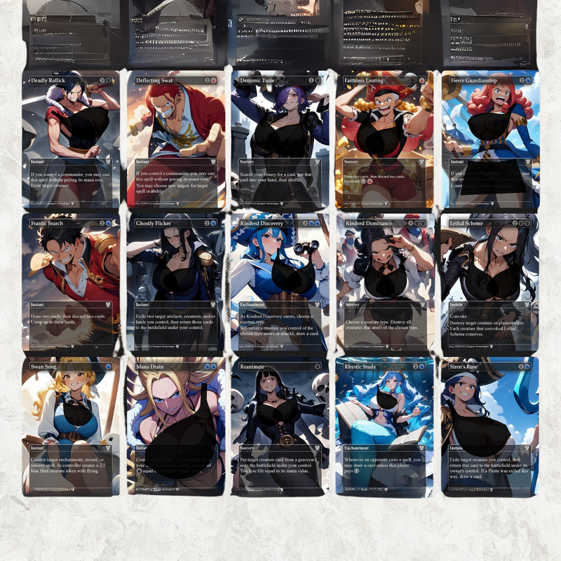 Complete Anime Pirate Tribal Deck, Custom Gift EDH Deck, Custom A.n.i.m.e O.P Pirate Deck, Treasure Tokens, A.d.m.i.r.a.l B.r.a.s.s Unsinkable