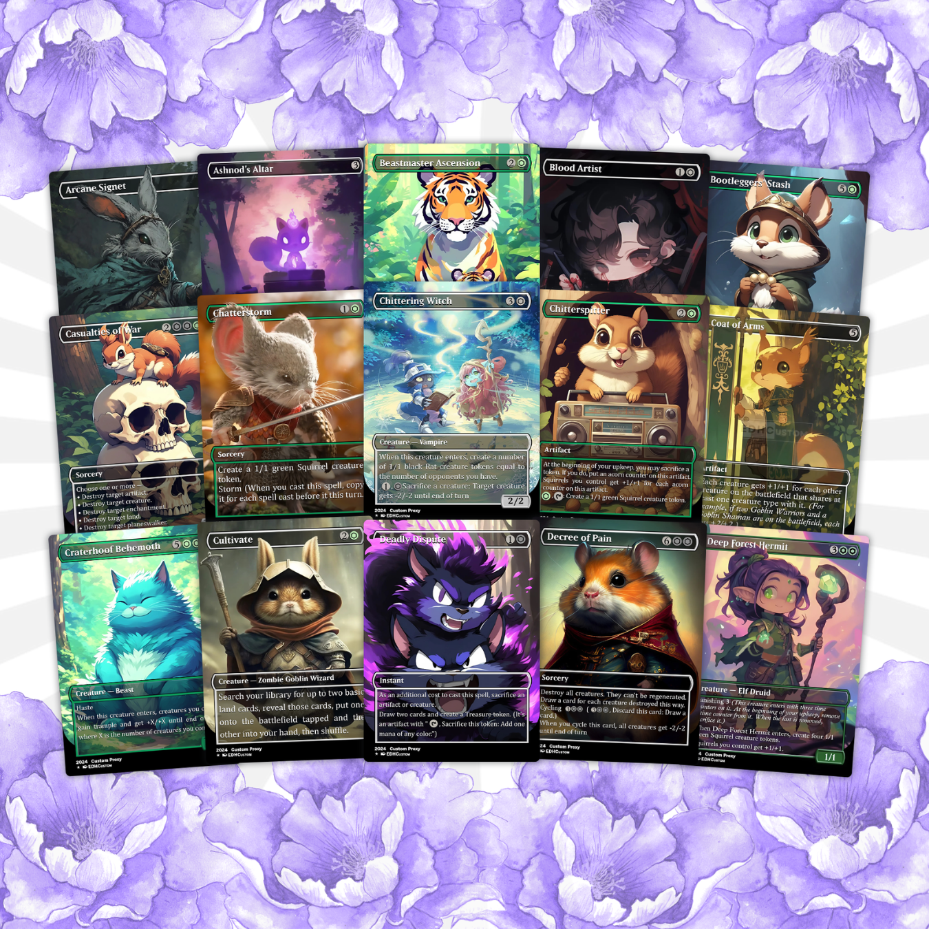 Squirrel Proxy Deck Chatterfang Combo 100 Cards + Sideboard + Tokens | Premium Quality Custom MTG Proxies for EDH Commander