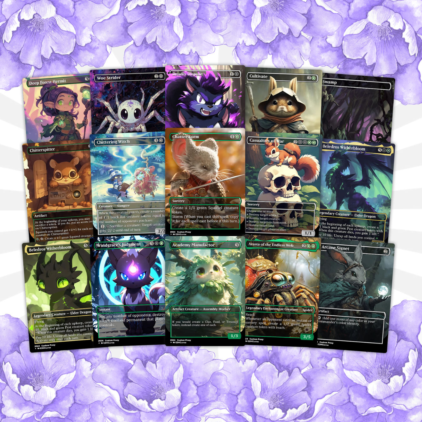 Squirrel Proxy Deck Hazel of the Rootbloom 100 Cards + Sideboard + Tokens | Premium Quality Custom MTG Proxies for EDH Commander