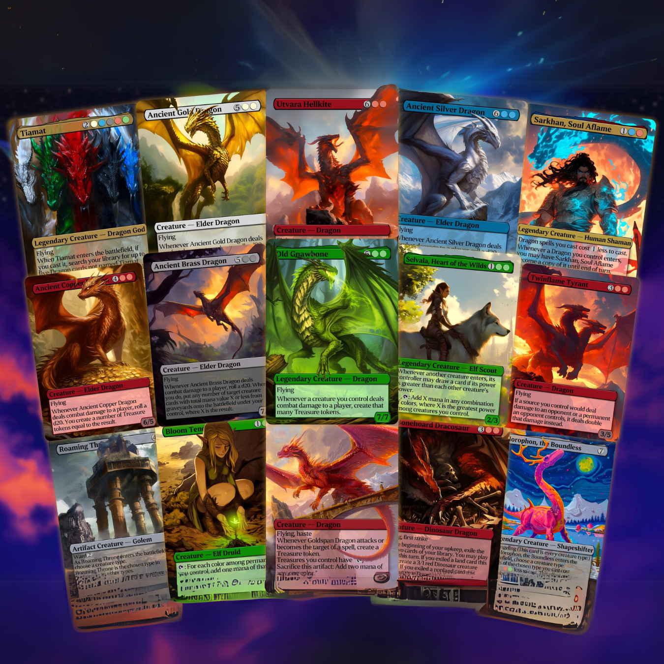 Dragon Tribal Commander Deck - Proxy - 4 Possible Commanders - 5 Colors - Tokens Included - Dragonstorm Upgrade Bundle - 110 card EDH Deck