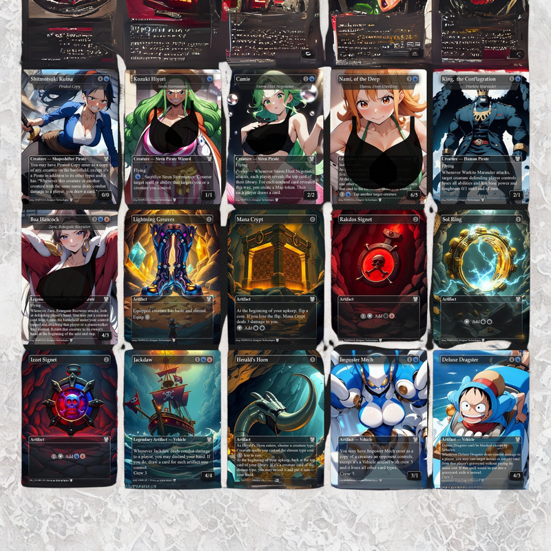 Complete Anime Pirate Tribal Deck, Custom Gift EDH Deck, Custom A.n.i.m.e O.P Pirate Deck, Treasure Tokens, A.d.m.i.r.a.l B.r.a.s.s Unsinkable