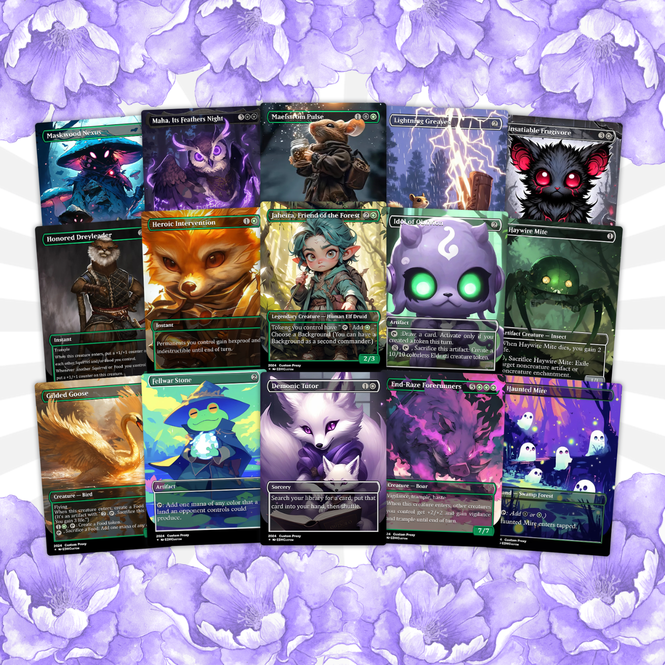 Squirrel Proxy Deck Hazel of the Rootbloom 100 Cards + Sideboard + Tokens | Premium Quality Custom MTG Proxies for EDH Commander