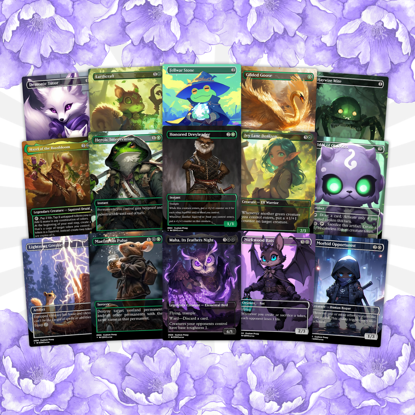 Squirrel Proxy Deck Chatterfang Combo 100 Cards + Sideboard + Tokens | Premium Quality Custom MTG Proxies for EDH Commander