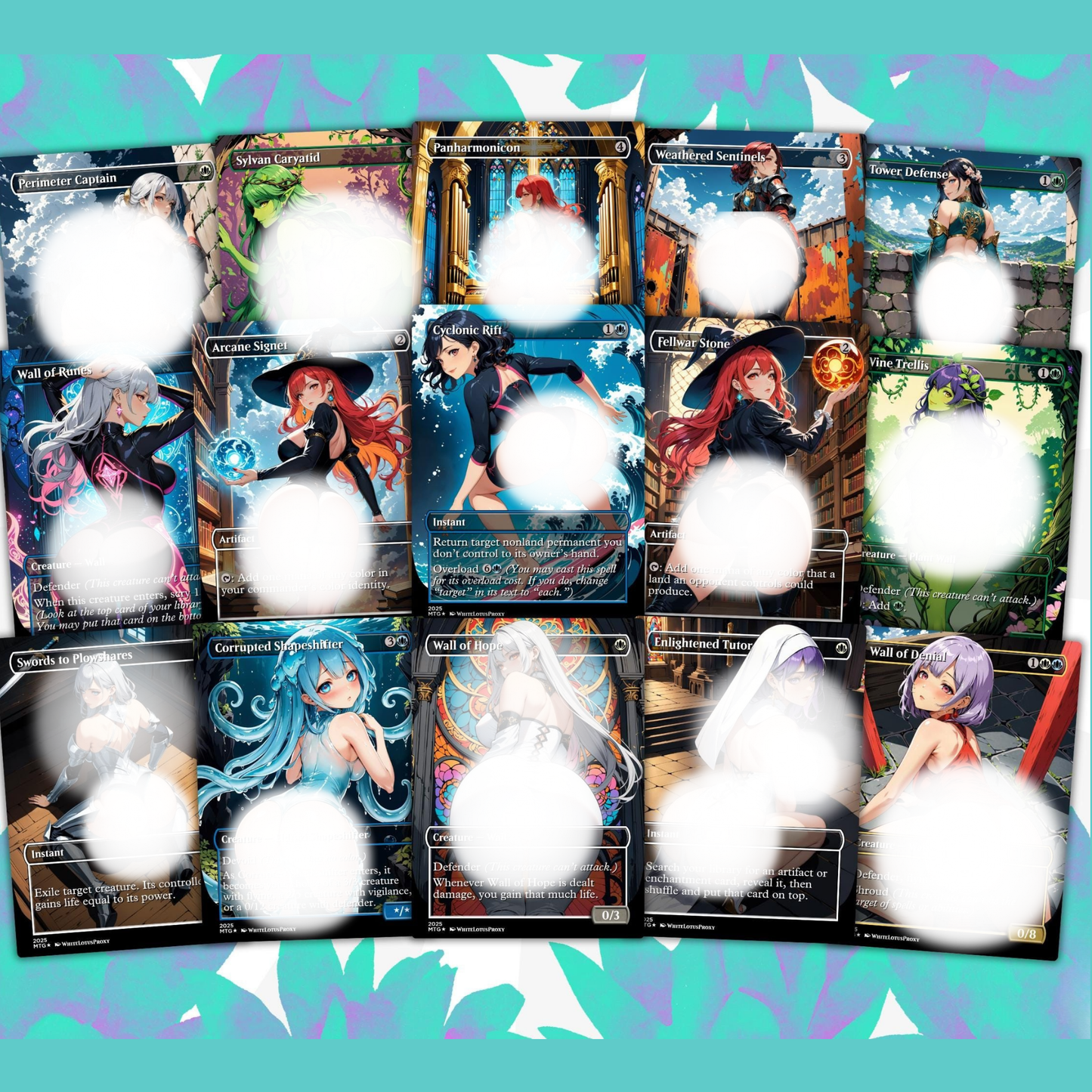 Arcades Walls/Butts Themed Defender Tribal Anime Waifu Proxy Commander Deck Custom Proxy EDH Defender English High Quality Cards