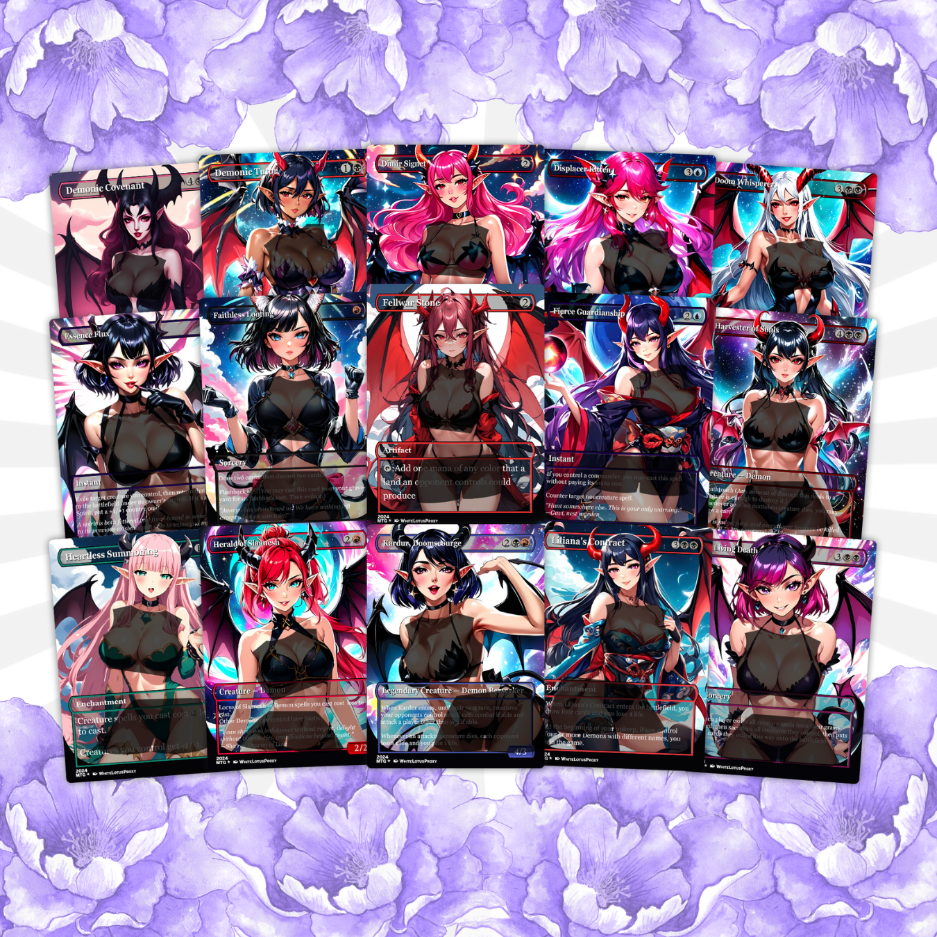 Demon Tribal Anime Style Waifu Proxy Commander Deck Special Edition Custom MTG EDH Deck English High Quality Cards