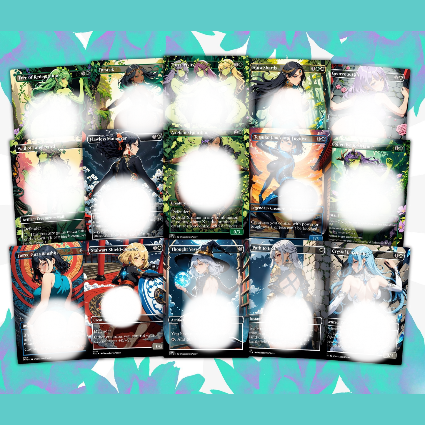 Arcades Walls/Butts Themed Defender Tribal Anime Waifu Proxy Commander Deck Custom Proxy EDH Defender English High Quality Cards