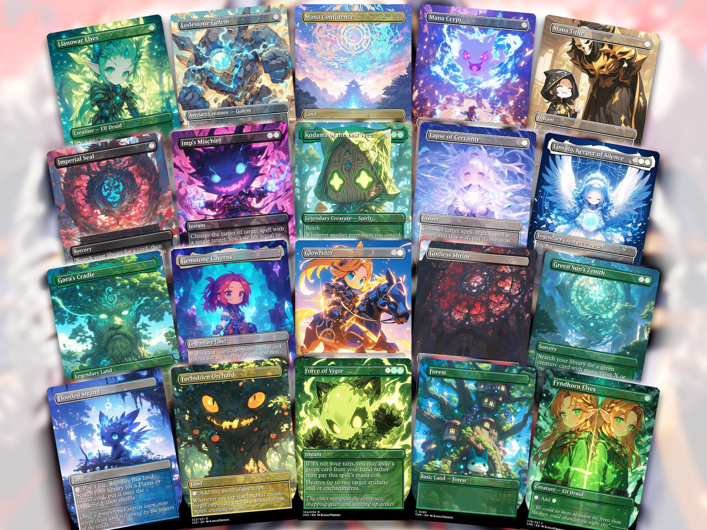 Chibi Anime MTG Deck EDH Tymna and Kodama Premium Quality Proxy 100+ Cards