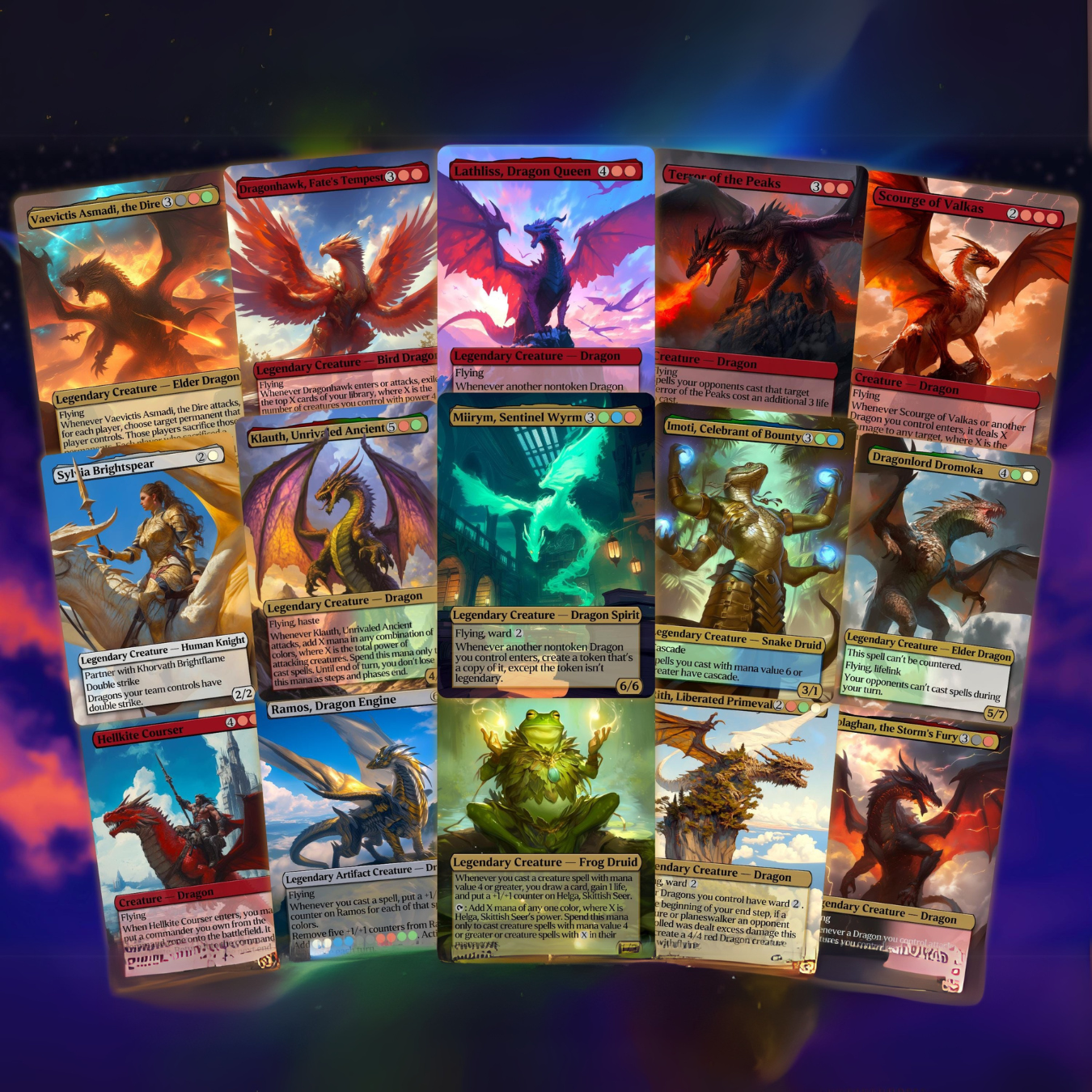 Dragon Tribal Commander Deck - Proxy - 4 Possible Commanders - 5 Colors - Tokens Included - Dragonstorm Upgrade Bundle - 110 card EDH Deck