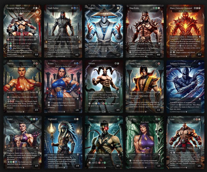 M.a.r.v.e.l vs M.o.r.t.a.l. K.o.m.b.a.t, D.u.e.l Decks, 2 EDH Decks, K.e.n.r.i.t.h. the R.e.t.u.r.n.e.d K.i.n.g. vs C.a.p.t.a.i.n A.m.e.r.i.c.a EDH Deck, 216 Total Proxy Cards