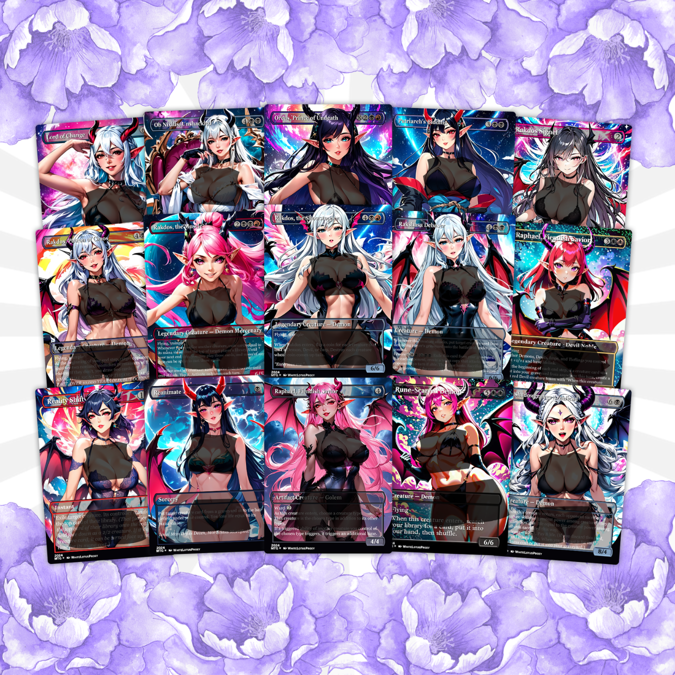 Demon Tribal Anime Style Waifu Proxy Commander Deck Special Edition Custom MTG EDH Deck English High Quality Cards