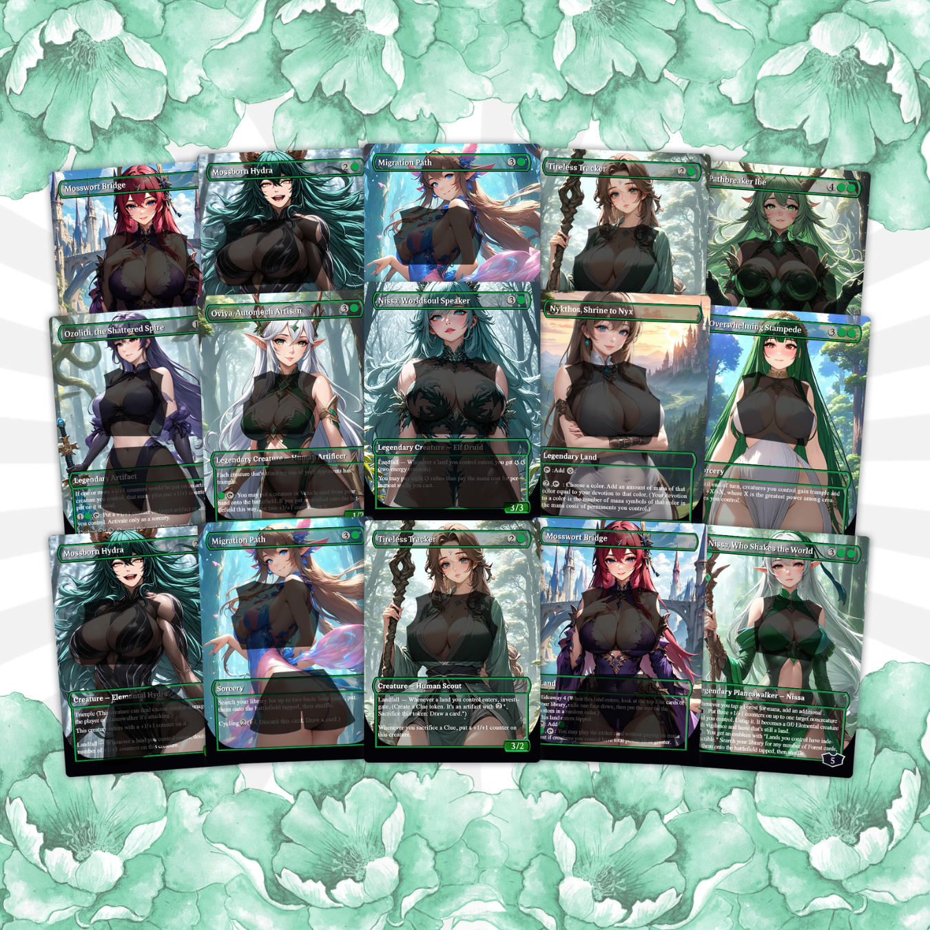 Mono Green Waifu Wonderland – Custom Proxy MTG Commander Deck | Bristly Bill. Spiky, Sassy, Landfall Commander