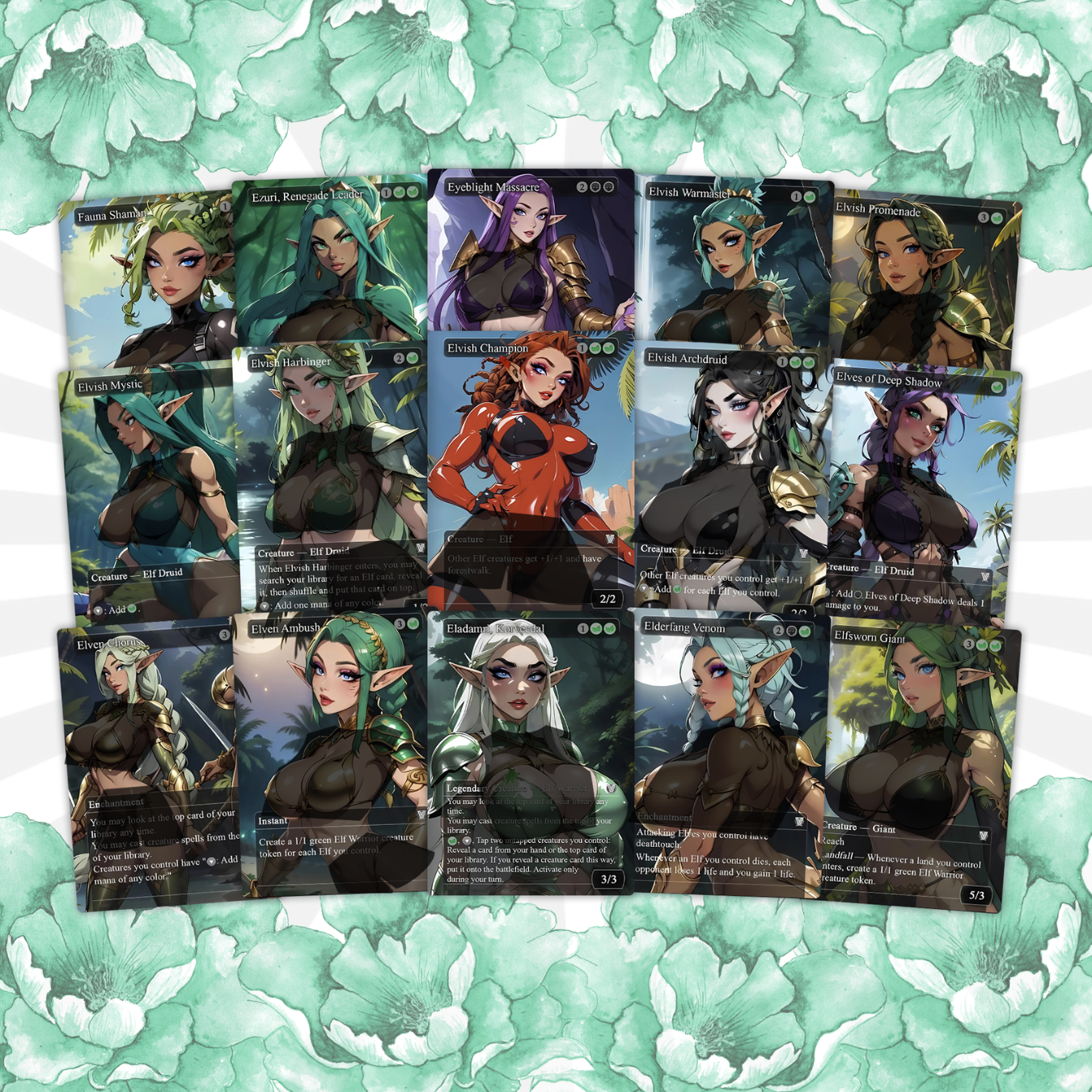 Lathril Blade of the Elves EDH Anime Style Waifu Proxy Deck Custom Proxy Elf Tribal Elves High Quality Cards, 120 Cards, 18 Sideboard Cards