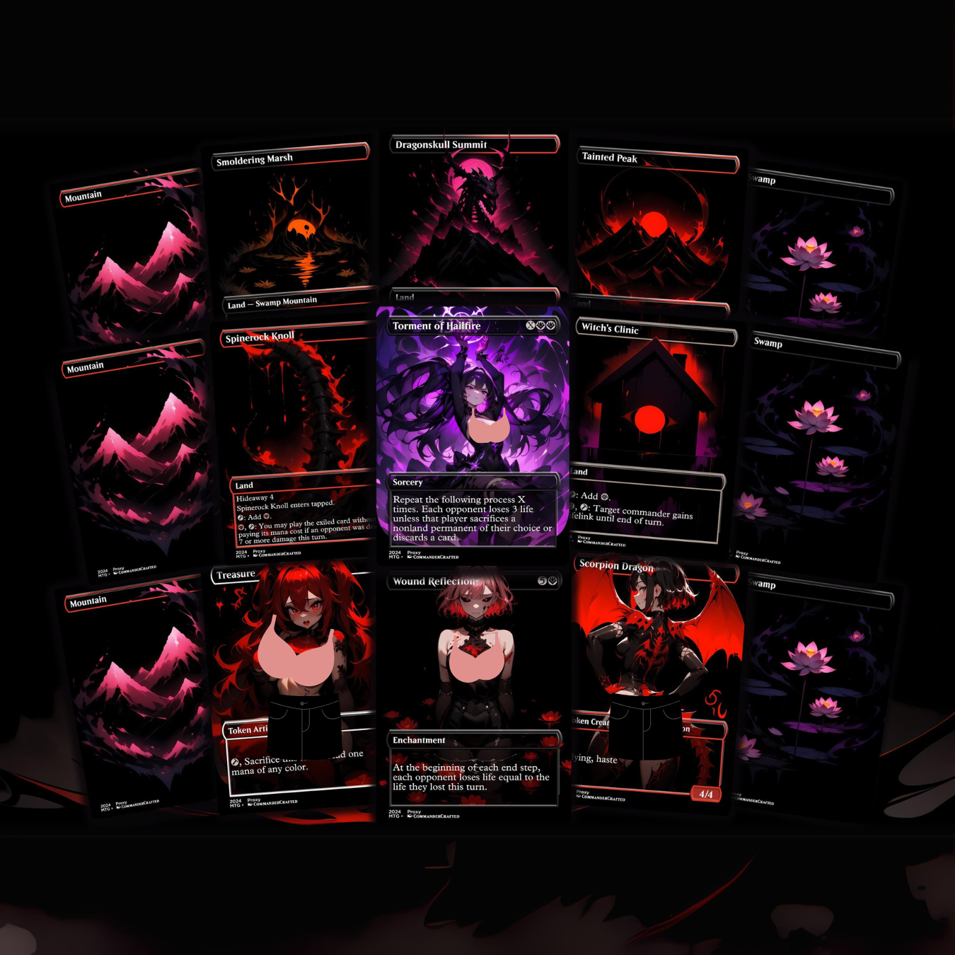 Burn Commander Deck The Lord of Pain Complete EDH Deck Proxy Deck