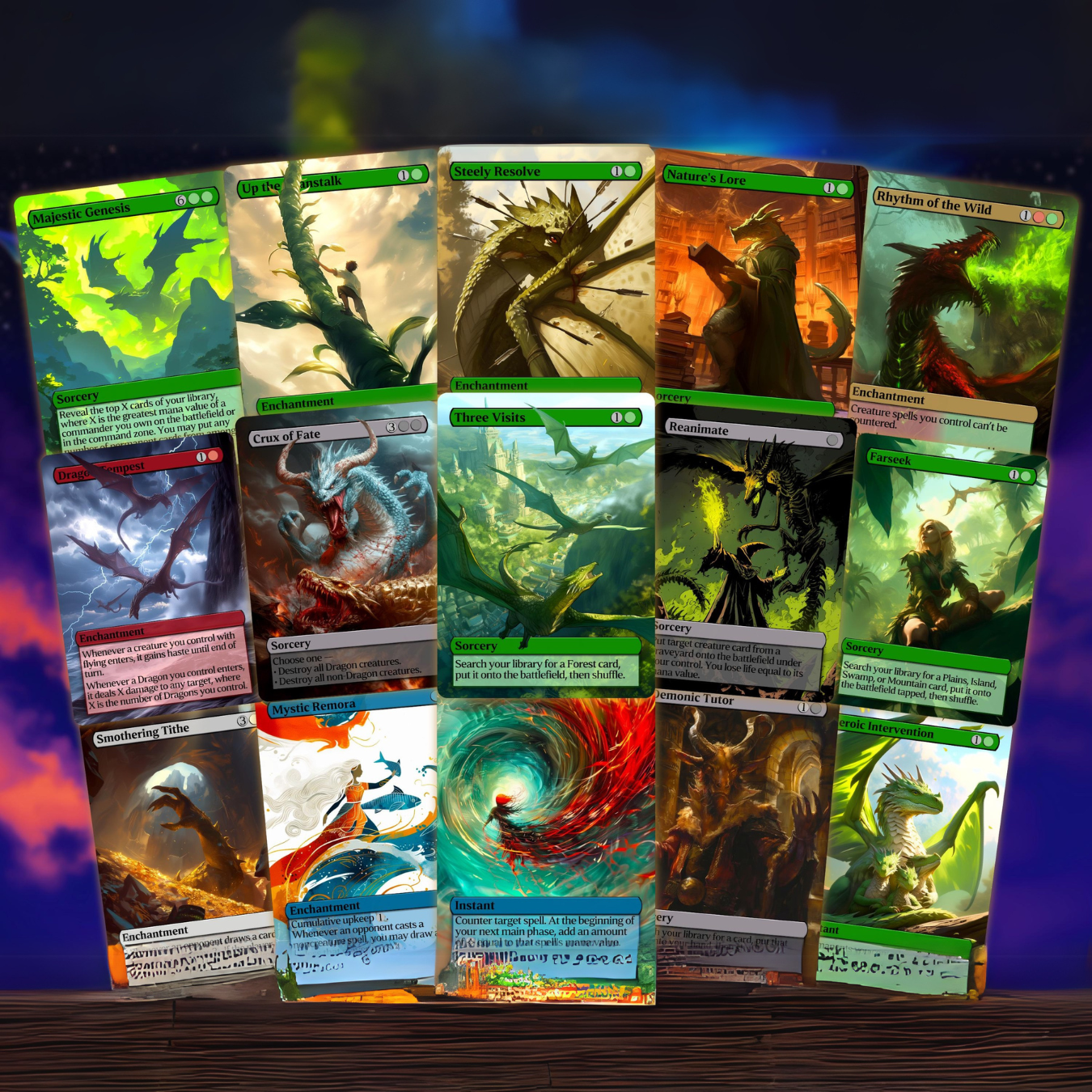 Dragon Tribal Commander Deck - Proxy - 4 Possible Commanders - 5 Colors - Tokens Included - Dragonstorm Upgrade Bundle - 110 card EDH Deck