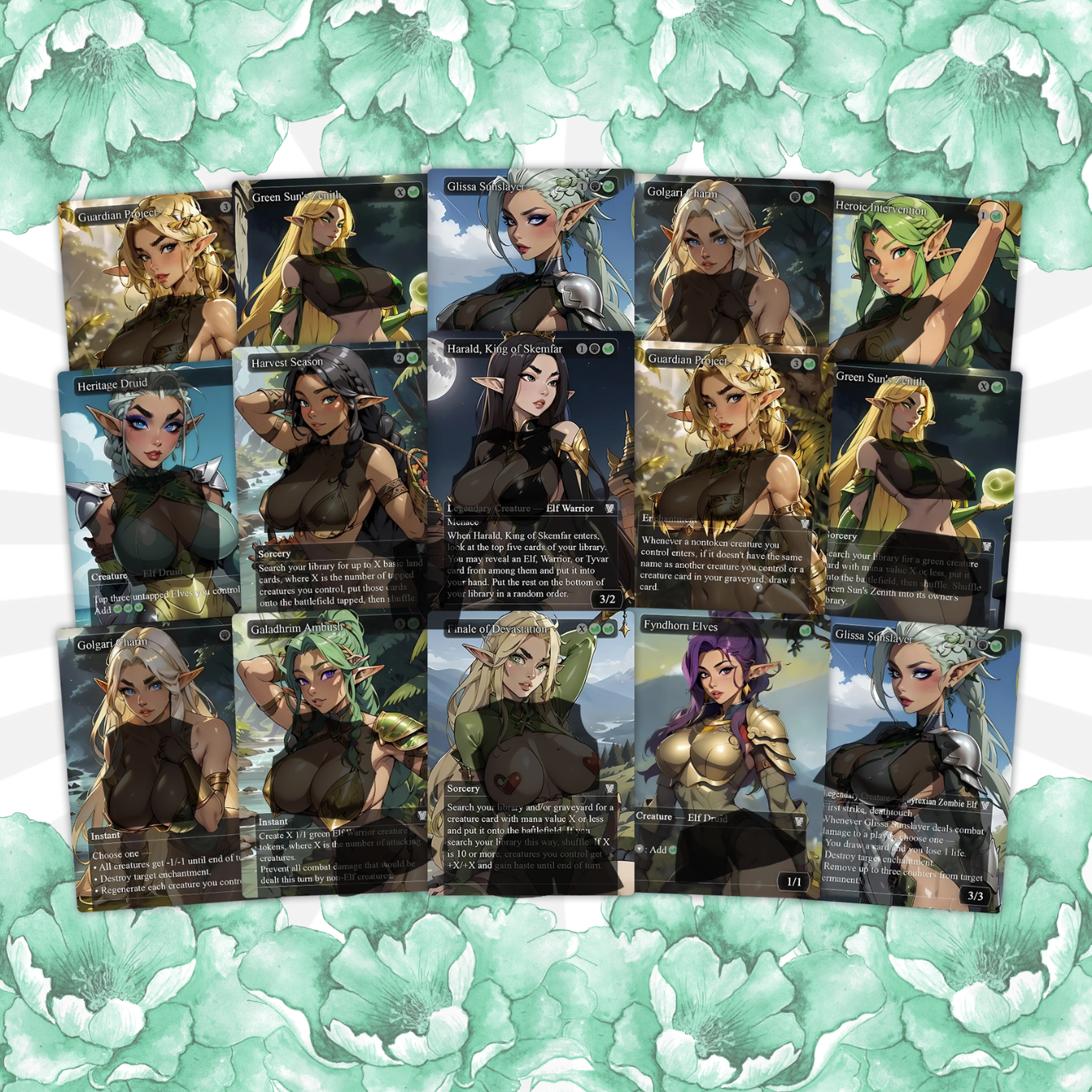 Lathril Blade of the Elves EDH Anime Style Waifu Proxy Deck Custom Proxy Elf Tribal Elves High Quality Cards, 120 Cards, 18 Sideboard Cards