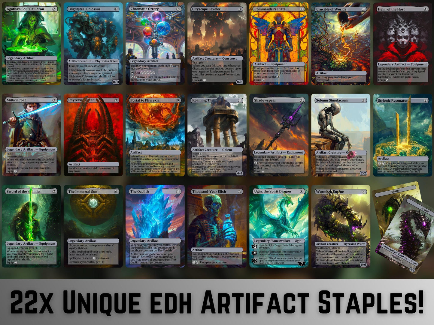 105 Card Commander Staples Super Mega Bundle - Gift - All 5xColors -Unique Full-art Custom Magic proxies-High Quality Cards for your decks!