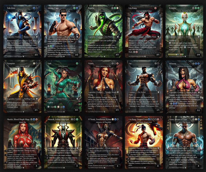 M.a.r.v.e.l vs M.o.r.t.a.l. K.o.m.b.a.t, D.u.e.l Decks, 2 EDH Decks, K.e.n.r.i.t.h. the R.e.t.u.r.n.e.d K.i.n.g. vs C.a.p.t.a.i.n A.m.e.r.i.c.a EDH Deck, 216 Total Proxy Cards