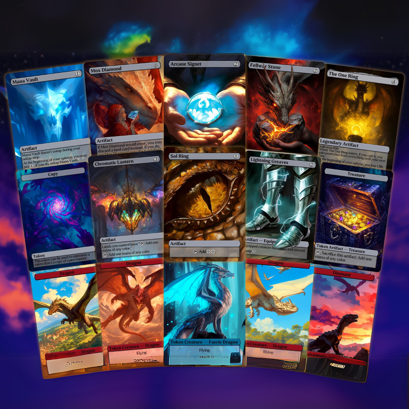Dragon Tribal Commander Deck - Proxy - 4 Possible Commanders - 5 Colors - Tokens Included - Dragonstorm Upgrade Bundle - 110 card EDH Deck