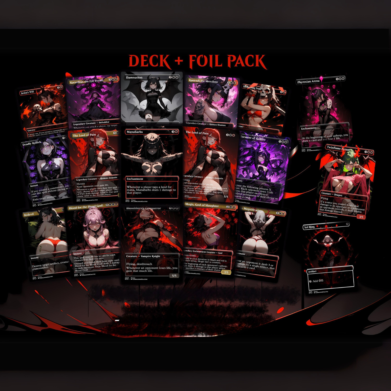 Burn Commander Deck The Lord of Pain Complete EDH Deck Proxy Deck